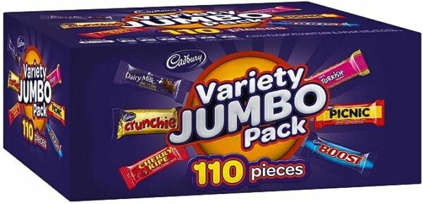 Cadbury Variety Jumbo Pack 110 Pieces 1.68kg Box