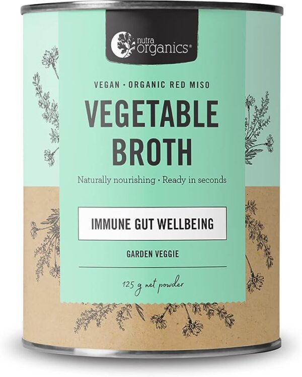 Nutra Organics Garden Veggie Vegetable Broth Powder, Mint, 125 g