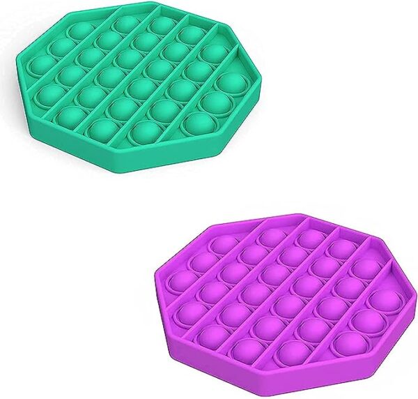 ZNNCO Push Pop Bubble Sensory Toy, Stress Relief and Anti-Anxiety Toy for Kids Adults （Universal） (2PCS Octagon,Green+Purple)
